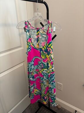 Lilly Pulitzer Bright Pink Multicolor Tropical  Carmel Tank Dress